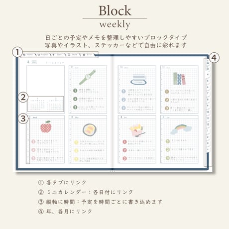 2026年4月始まりしごと手帳[日曜始まり／週：ブロック／日：１DAY／色：ネイビー]