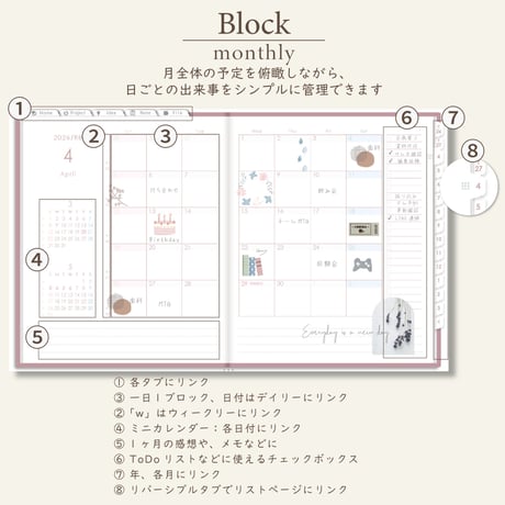 2026年4月始まりしごと手帳[日曜始まり／週：バーチカル／日：１DAY／色：サクラ]