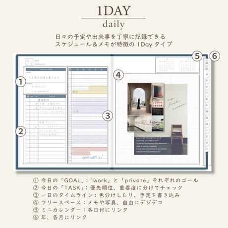 2026年4月始まりスケジュールプランナー[月曜始まり／週：バーチカル／日：１DAY／色：ネイビー]