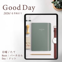 2026年4月始まり「Good Day」縦タイプ[日曜始まり／週：バーチカル／日：ドット／色：ミント]