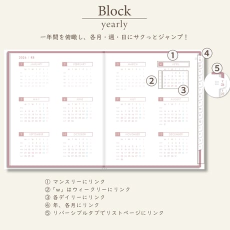 2026年4月始まりスケジュールプランナー[月曜始まり／週：ブロック／日：１DAY／色：サクラ]