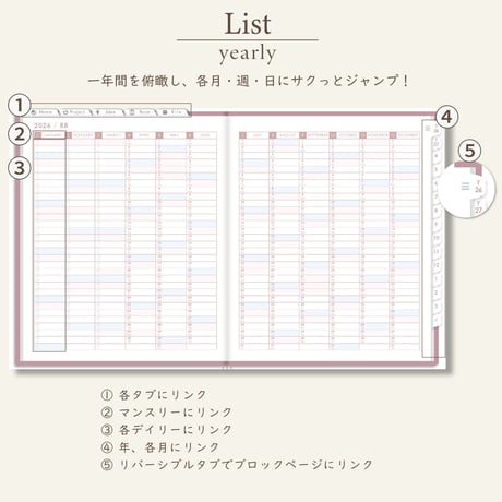 2026年4月始まりしごと手帳[日曜始まり／週：レフト／日：２DAY／色：サクラ]