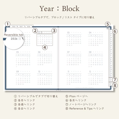 「3年手帳」（2026-2028）[日：バーチカル／色：ネイビー]