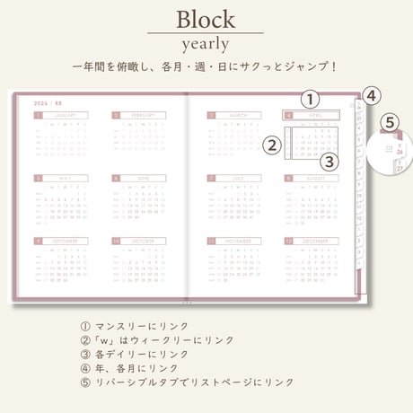 2026年4月始まりスケジュールプランナー[日曜始まり／週：レフト／日：２DAY／色：サクラ]