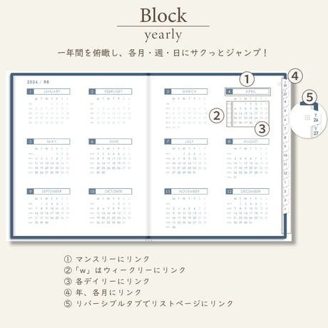 2026年4月始まりスケジュールプランナー[月曜始まり／週：ブロック／日：１DAY／色：ネイビー]