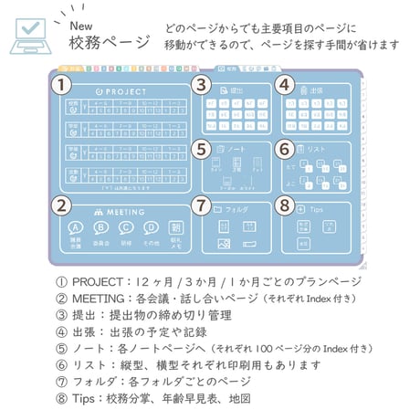 2026年度「先生手帳特別支援学級（中学校版）」【週案：分割型】【色：スミレ】