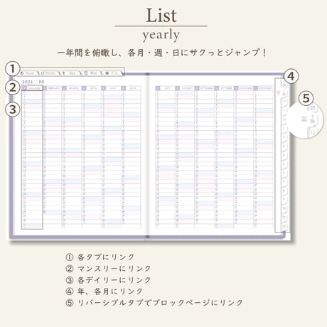 2026年1月始まりしごと手帳[日曜始まり／週：レフト／日：１DAY／色：スミレ]