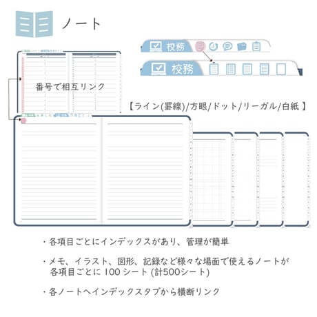 2026年度「先生手帳（小学校版）」【レギュラー：分割／黒板】【色：ネイビー】