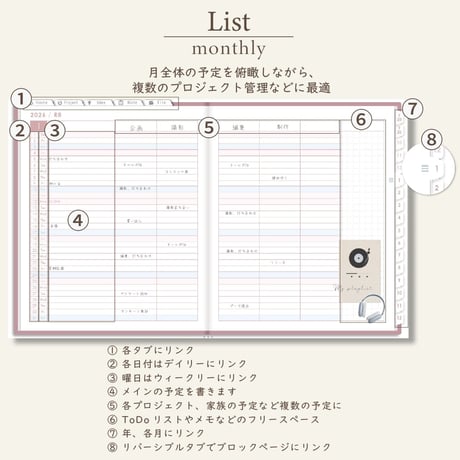 2026年1月始まりしごと手帳[月曜始まり／週：ブロック／日：２DAY／色：サクラ]
