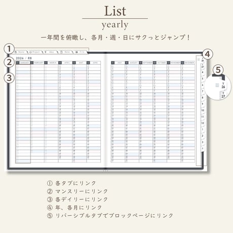 2026年4月始まりしごと手帳[月曜始まり／週：ブロック／日：１DAY／色：モノ]