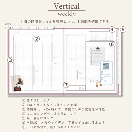 2026年4月始まりしごと手帳[月曜始まり／週：バーチカル／日：１DAY／色：サクラ]