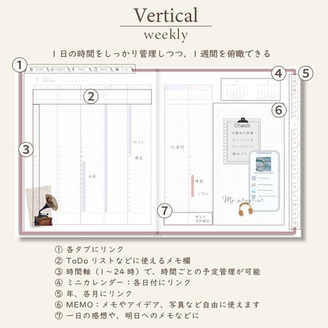 2026年1月始まりしごと手帳[月曜始まり／週：バーチカル／日：１DAY／色：サクラ]