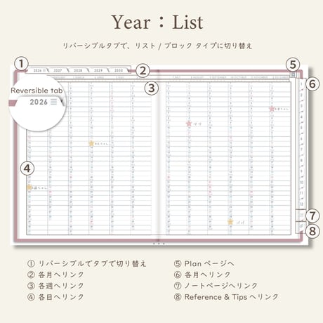 「5年手帳」（2026-2030）[日：レフト／色：サクラ]