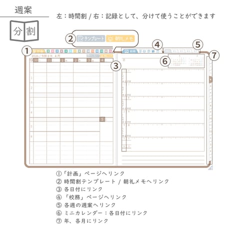 2026年度「先生手帳特別支援学級（小学校版）」【週案：分割型】【色：マロン】