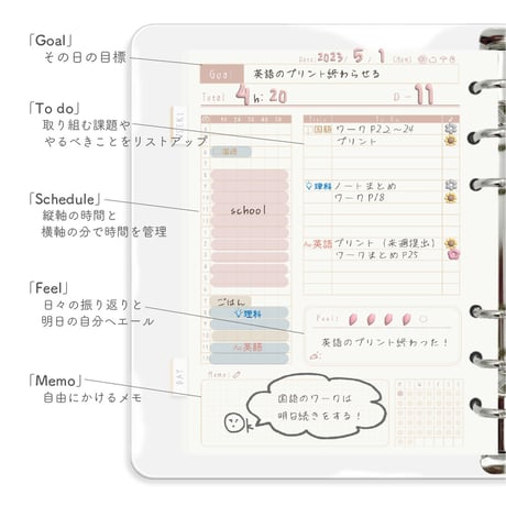 「Study Planner【Undated】」Color：Sunset Pink