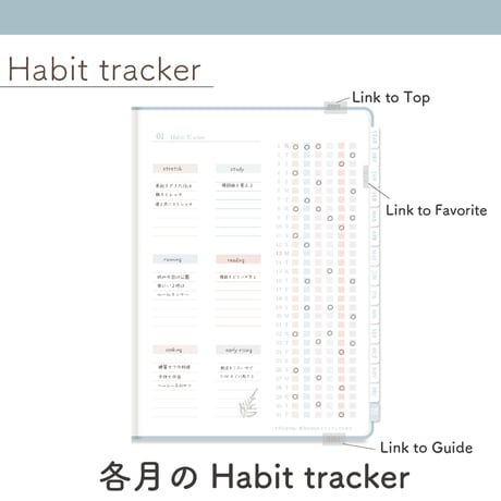 2025年1月始まり「Good Day´- 」縦タイプ[日曜始まり／週：バーチカル／日：グリッド／色：アクア]