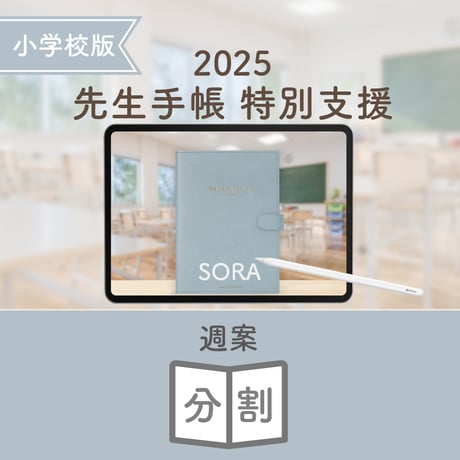 2025年度「先生手帳　特別支援小学校版」【週案：分割型】【色：ソラ】