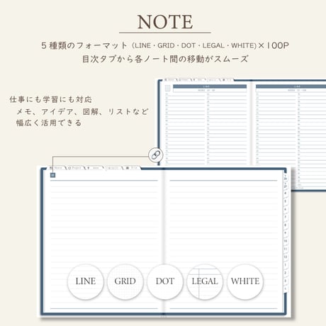 2026年4月始まりしごと手帳[日曜始まり／週：ブロック／日：２DAY／色：ネイビー]