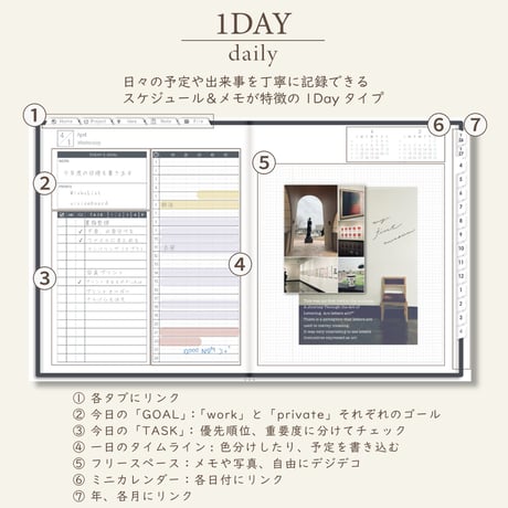 2026年4月始まりしごと手帳[日曜始まり／週：レフト／日：１DAY／色：モノ]