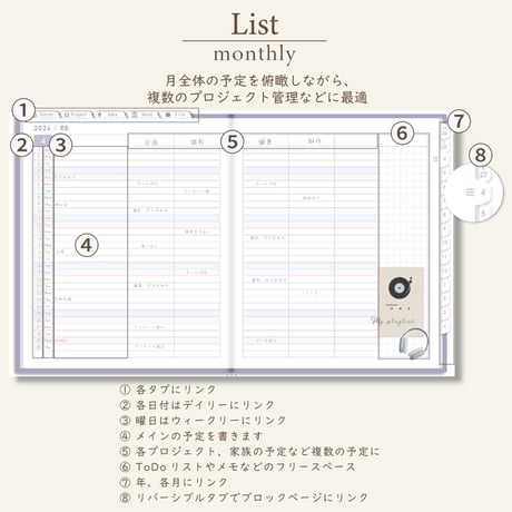 2026年4月始まりしごと手帳[日曜始まり／週：ブロック／日：２DAY／色：スミレ]