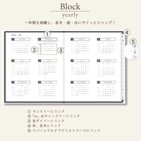 2026年1月始まりスケジュールプランナー[日曜始まり／週：バーチカル／日：２DAY／色：モノ]