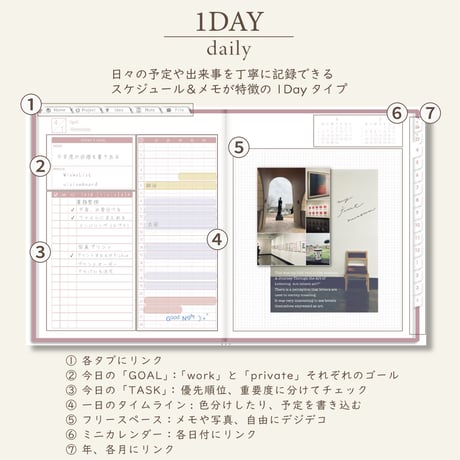 2026年4月始まりしごと手帳[月曜始まり／週：レフト／日：１DAY／色：サクラ]