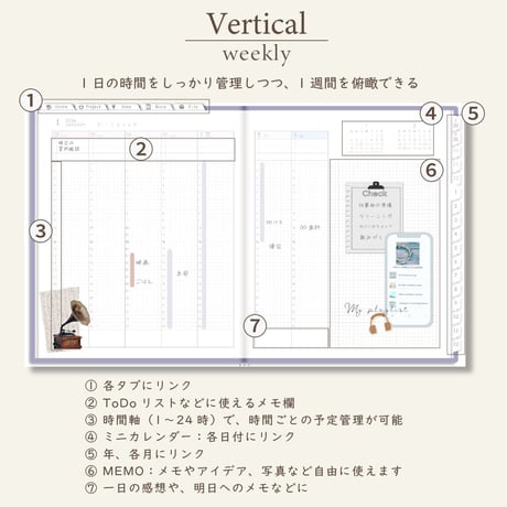 2026年1月始まりしごと手帳[日曜始まり／週：バーチカル／日：１DAY／色：スミレ]