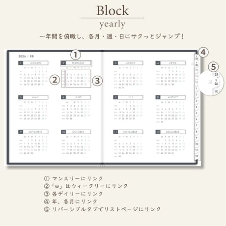 2026年1月始まりスケジュールプランナー[月曜始まり／週：ブロック／日：２DAY／色：モノ]