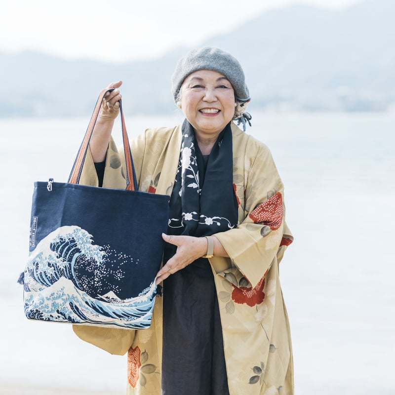 職人手作り帆布カバン（葛飾北斎 富嶽三十六景 神奈川沖波裏