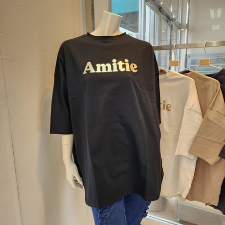 【siro de labonte】 シロデラボンテ Amitie ワイドTシャツ  ブラック×シルバー🖤
