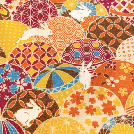 《handmade》巾着持ち手付きポーチ（和柄）