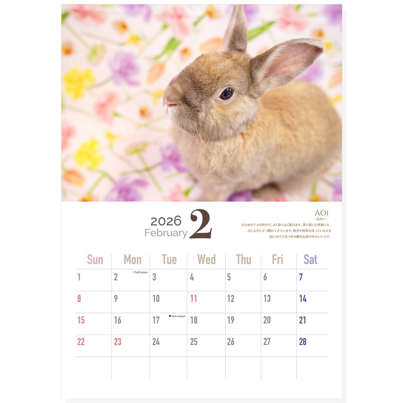 壁掛】SAVE THE RABBITS チャリティカレンダー2026 | fluffy's