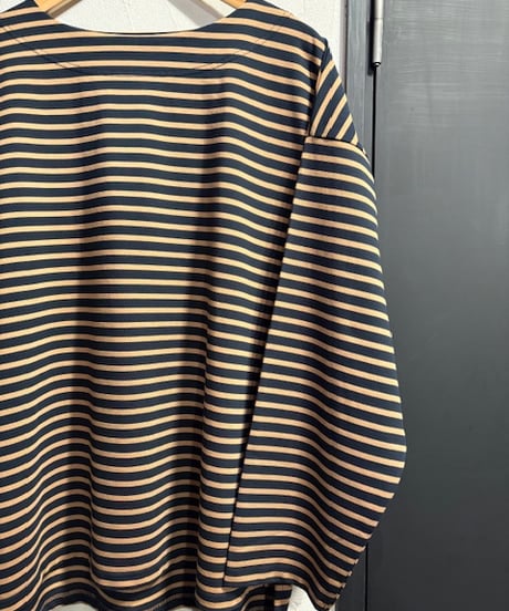 AUDIENCE " 透湿・UVカット「多機能COTTON」引揃ハイゲージ天竺＆ボーダー 7oz ボートネック 長袖Tシャツ "