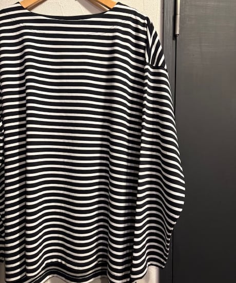 AUDIENCE " 透湿・UVカット「多機能COTTON」引揃ハイゲージ天竺＆ボーダー 7oz ボートネック 長袖Tシャツ "