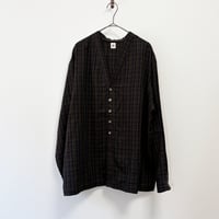 結-yui- YCS-003 CARDIGAN SHIRTS DOUBLE GAUZE PLAID navy/brown
