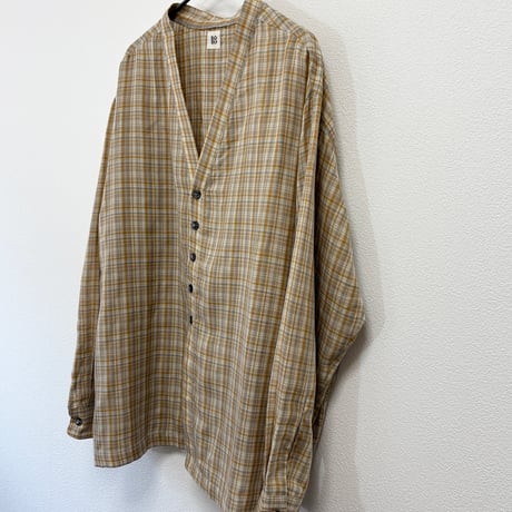 結-yui- YCS-003 CARDIGAN SHIRTS DOUBLE GAUZE PLAID ivory/mustard