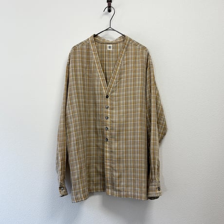 結-yui- YCS-003 CARDIGAN SHIRTS DOUBLE GAUZE PLAID ivory/mustard