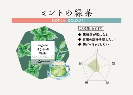 chasobi ミントの緑茶 ティーバッグ（3gタグ付き）×8個