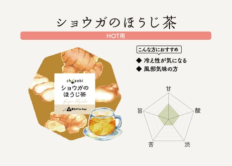 chasobi ショウガのほうじ茶 ティーバッグ  （3gタグ付き）×8個