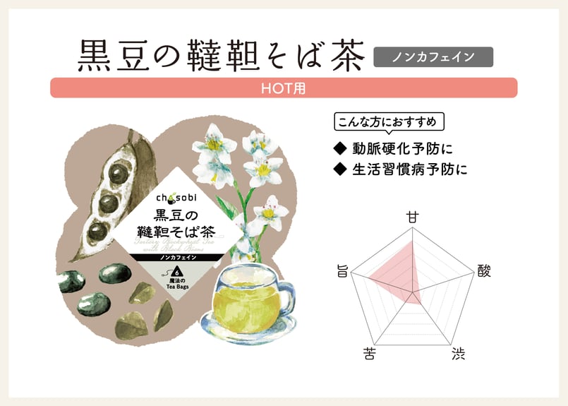 chasobi 黒豆の韃靼そば茶 ティーバッグ （3gタグ付き）×6個 | TAKEZAWA
