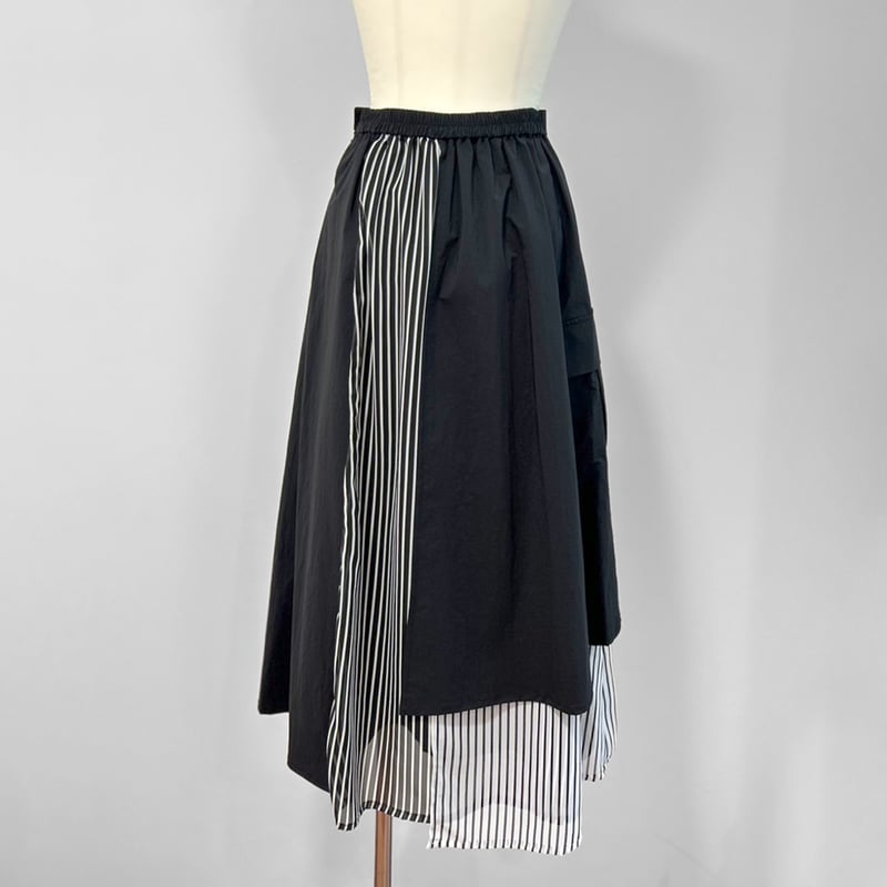Parc.1】Nylon Taffeta ×Mix Stripe layered Skirt 
