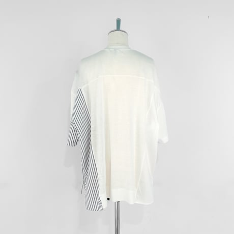【Parc.1】Stripe Mix asymmetry Knit tops