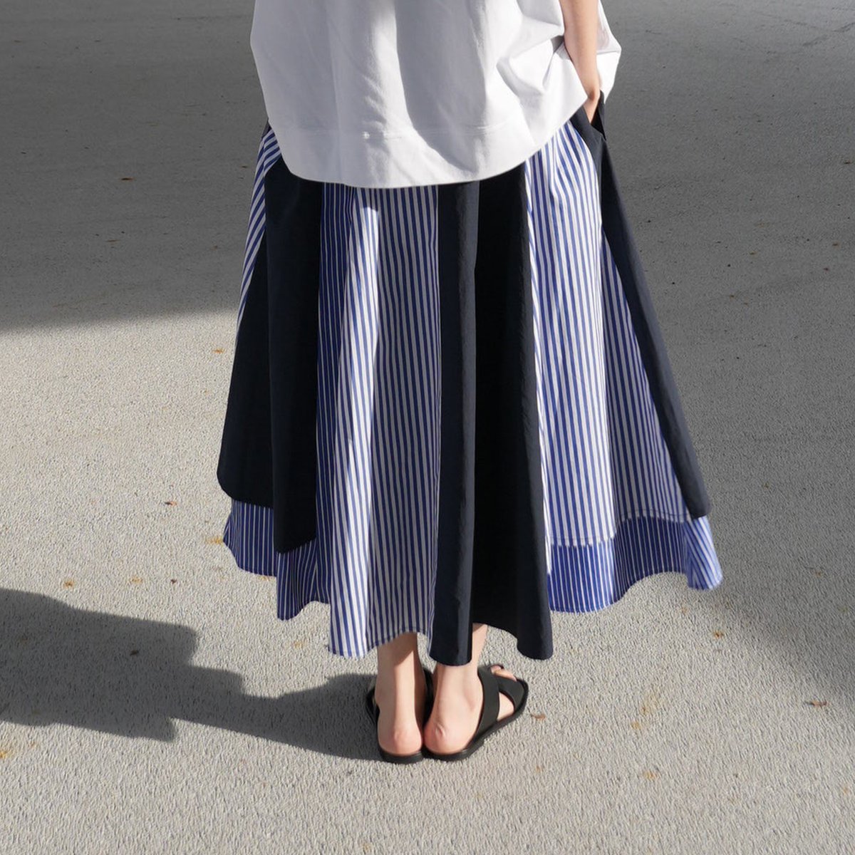 Parc.1】Stripe Mix layered Skirt | Parc.1 HAP 