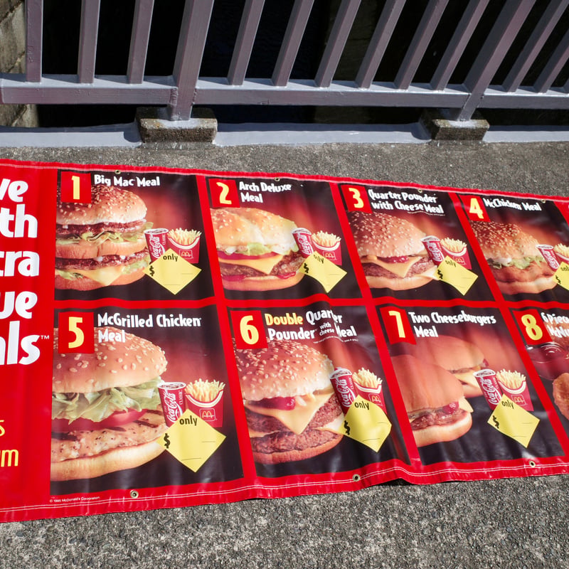 Vintage Mcdonald's MENU メニュー ショップバナー USA製 ビンテー