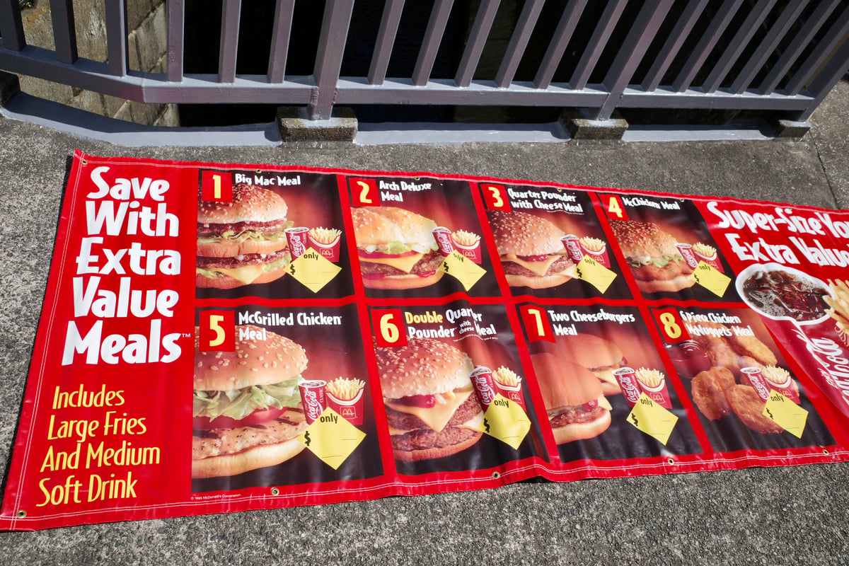 ヴィンテージ マクドナルド メニューサイン トランスライト デッドストック 美品 ビンテージ Mcdonald's トランスライト サイン 看板 マクドナルド