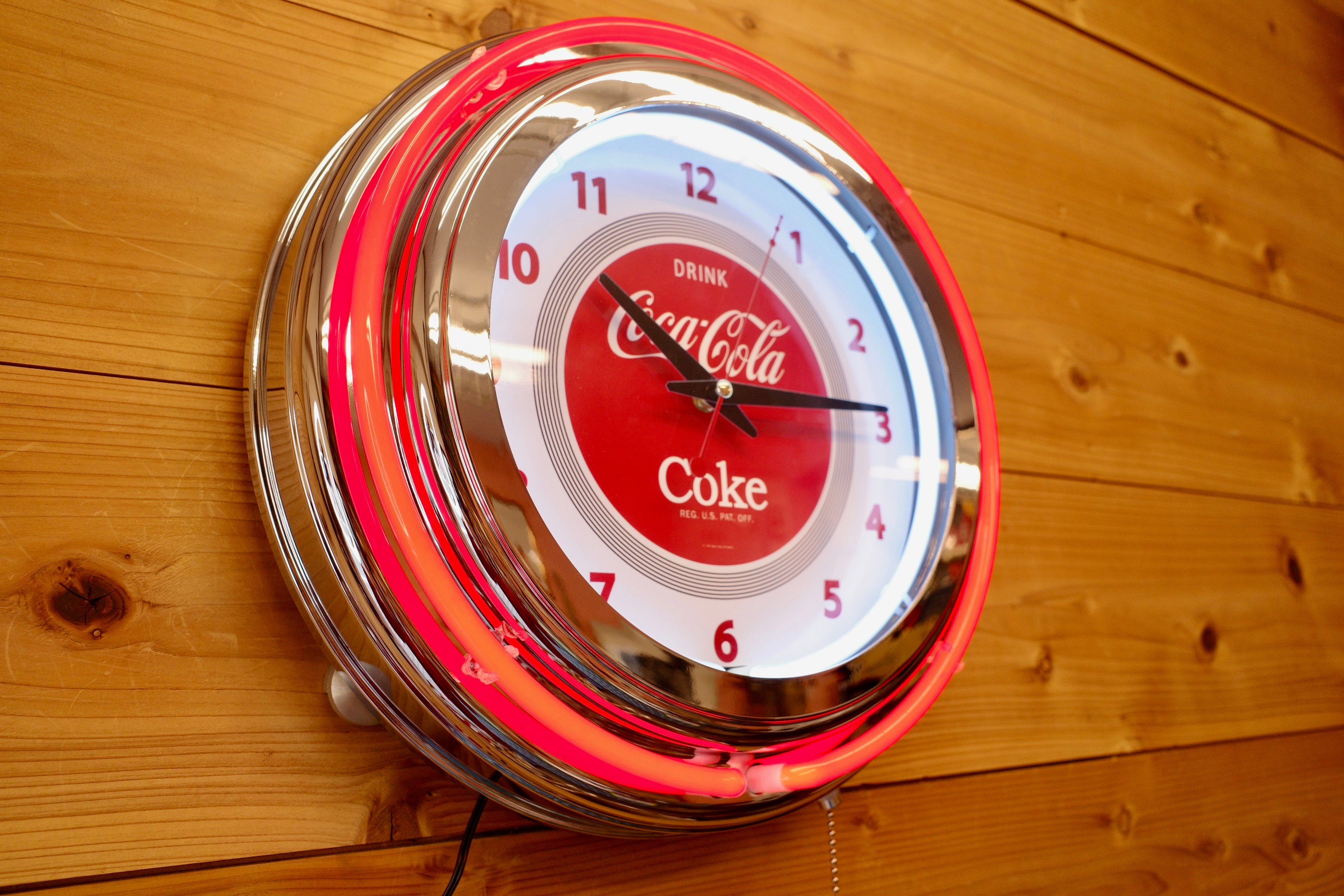 新品 Coca Cola コカコーラ ダブルネオンクロック RED 時計 壁掛け