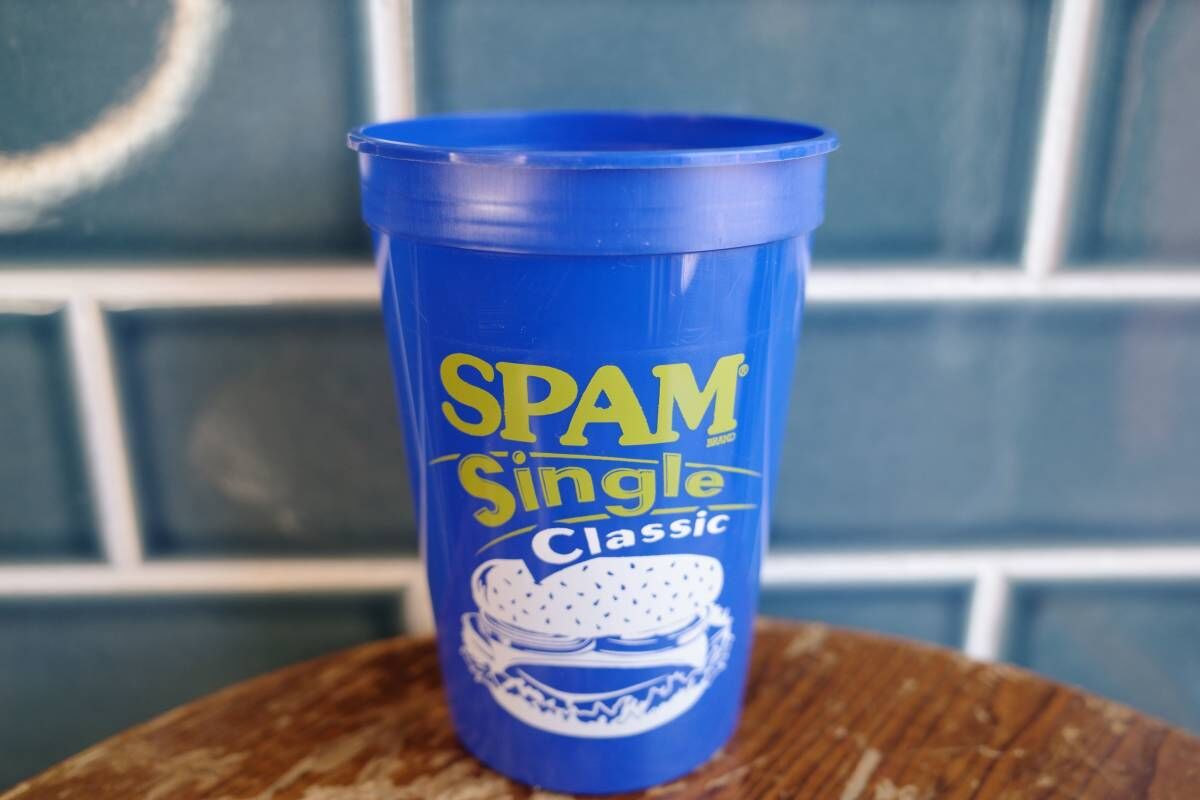 新品 SPAM スパム BLUE プラスチックカップ アメリカ製 キッチン