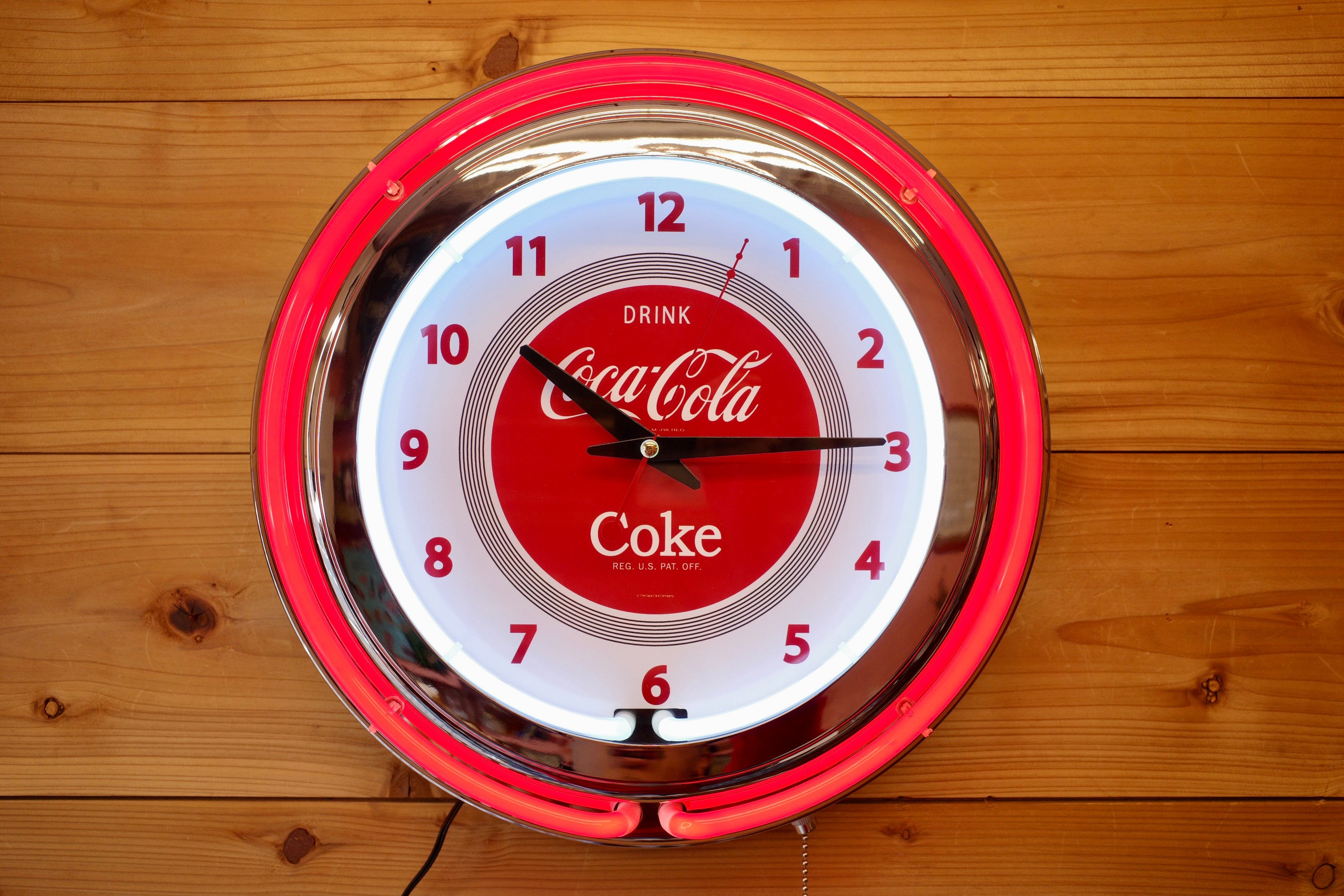 新品 Coca Cola コカコーラ ダブルネオンクロック RED 時計 壁掛け