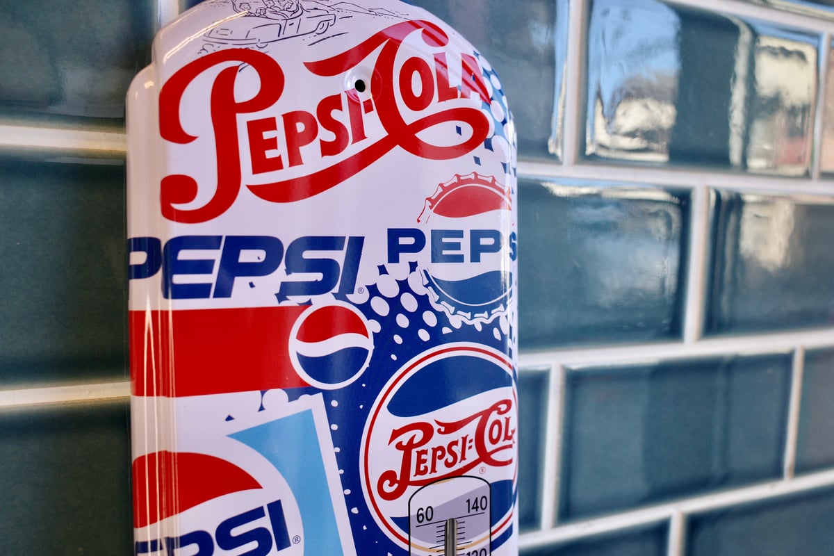 ペプシ　温度計　レトロ 新品 PEPSI ペプシ WHITE 温度計 サーモメーター メタルサイン