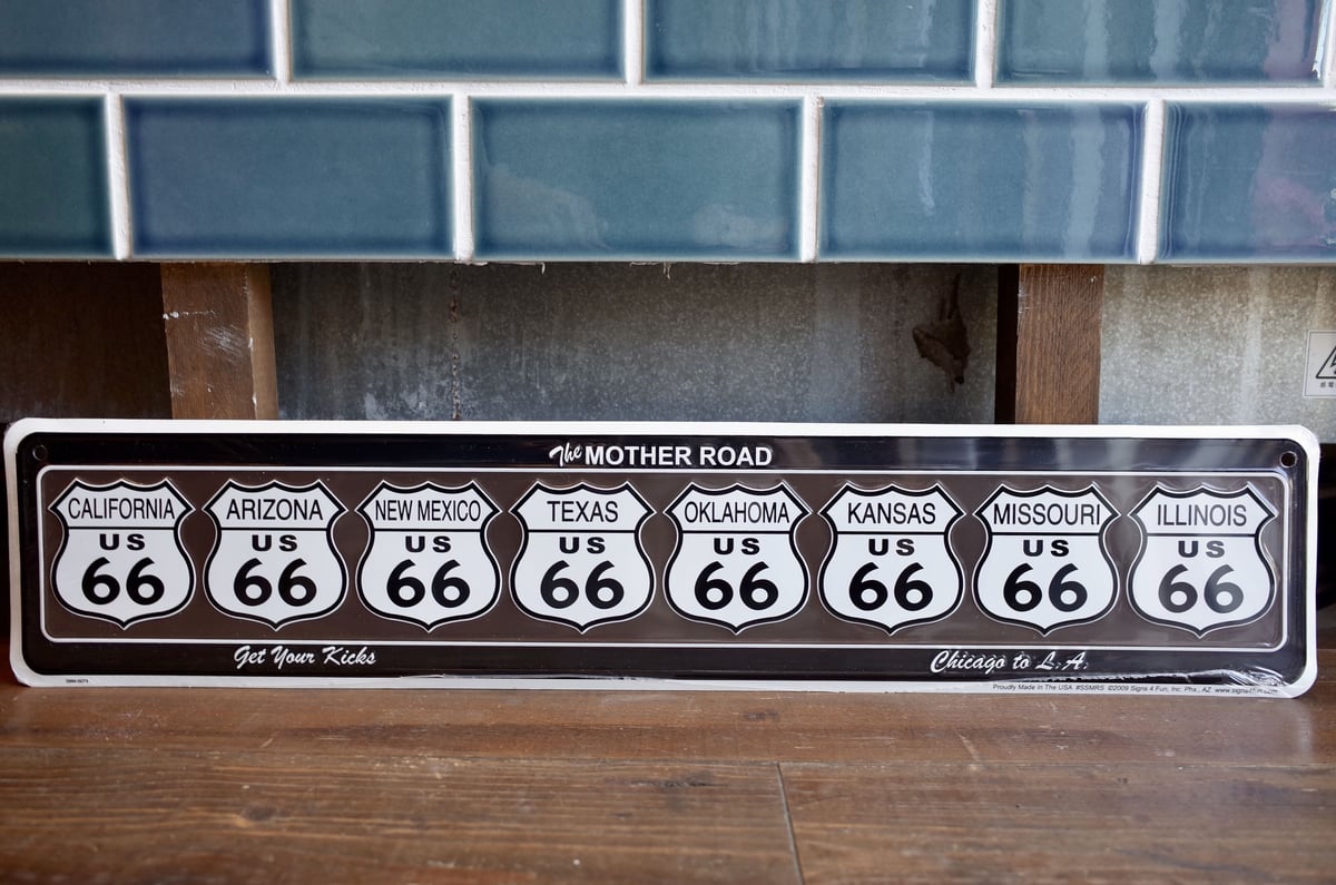 新品 ROUTE66 ルート66 メタルサイン 看板 BLK エンボス アメリカ製 世田谷ベース